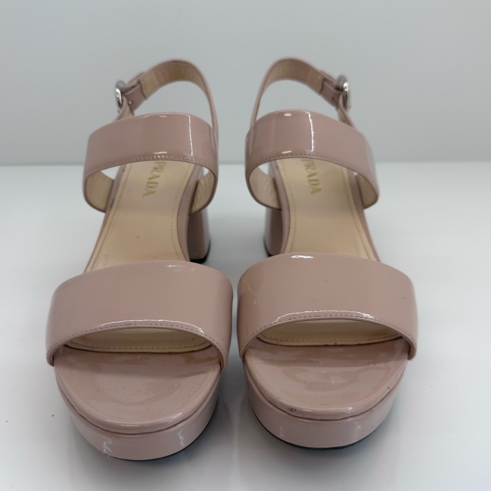 Prada Cream Platform Sandals with Chic Ankle Strap